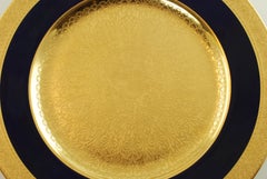 Set of 12 Lenox Cobalt and Gilt Encrusted Porcelain Cabinet Service Plates