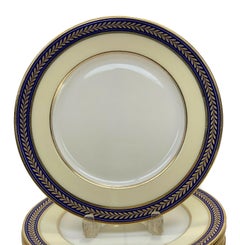 Set of 12 Lenox Porcelain Dinner Plates, Cobalt Blue Empire Wreath, circa 1960