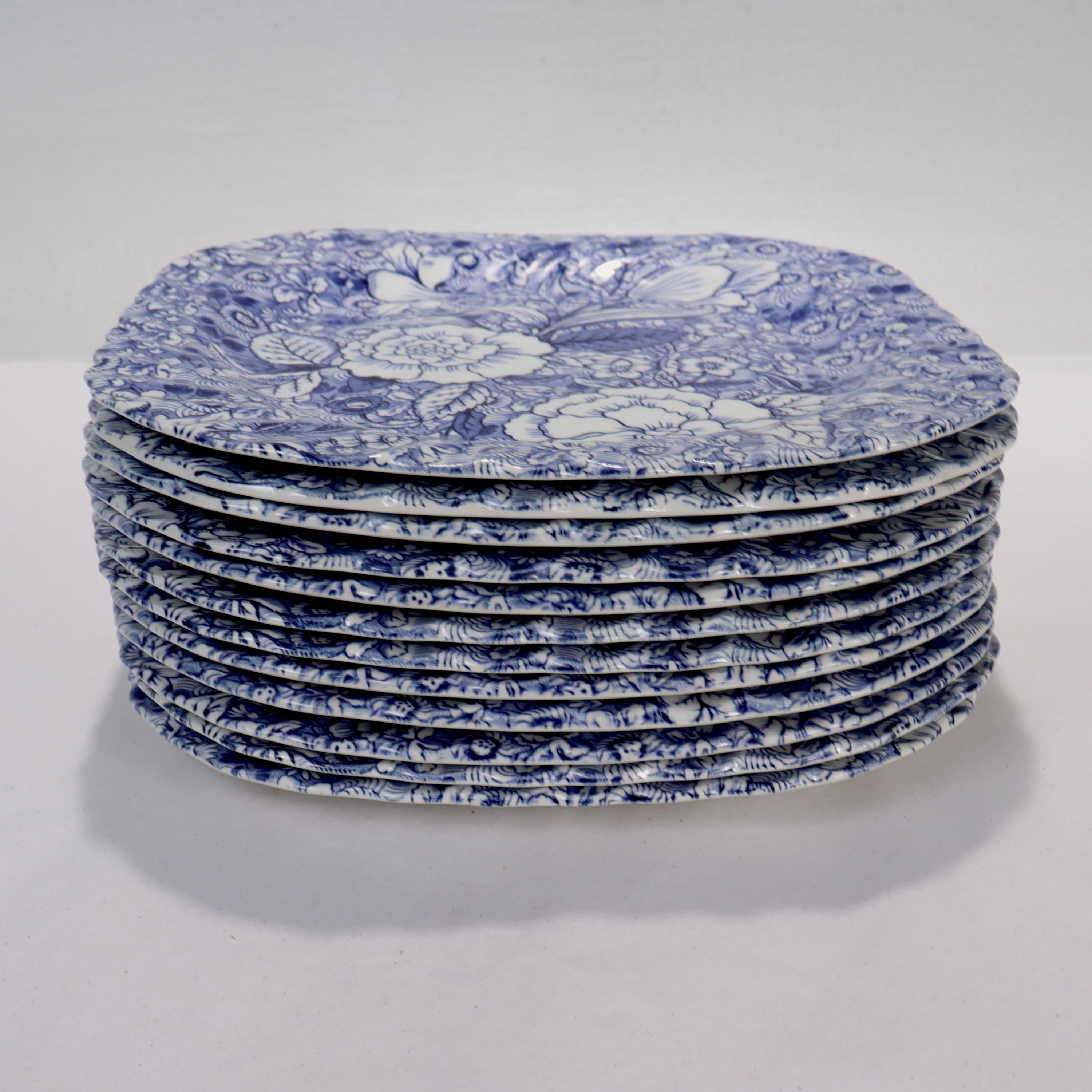 Ensemble de 12 assiettes carrées en pierre de fer Liberty Blue Johnson Brothers pour Tiffany & Co 5