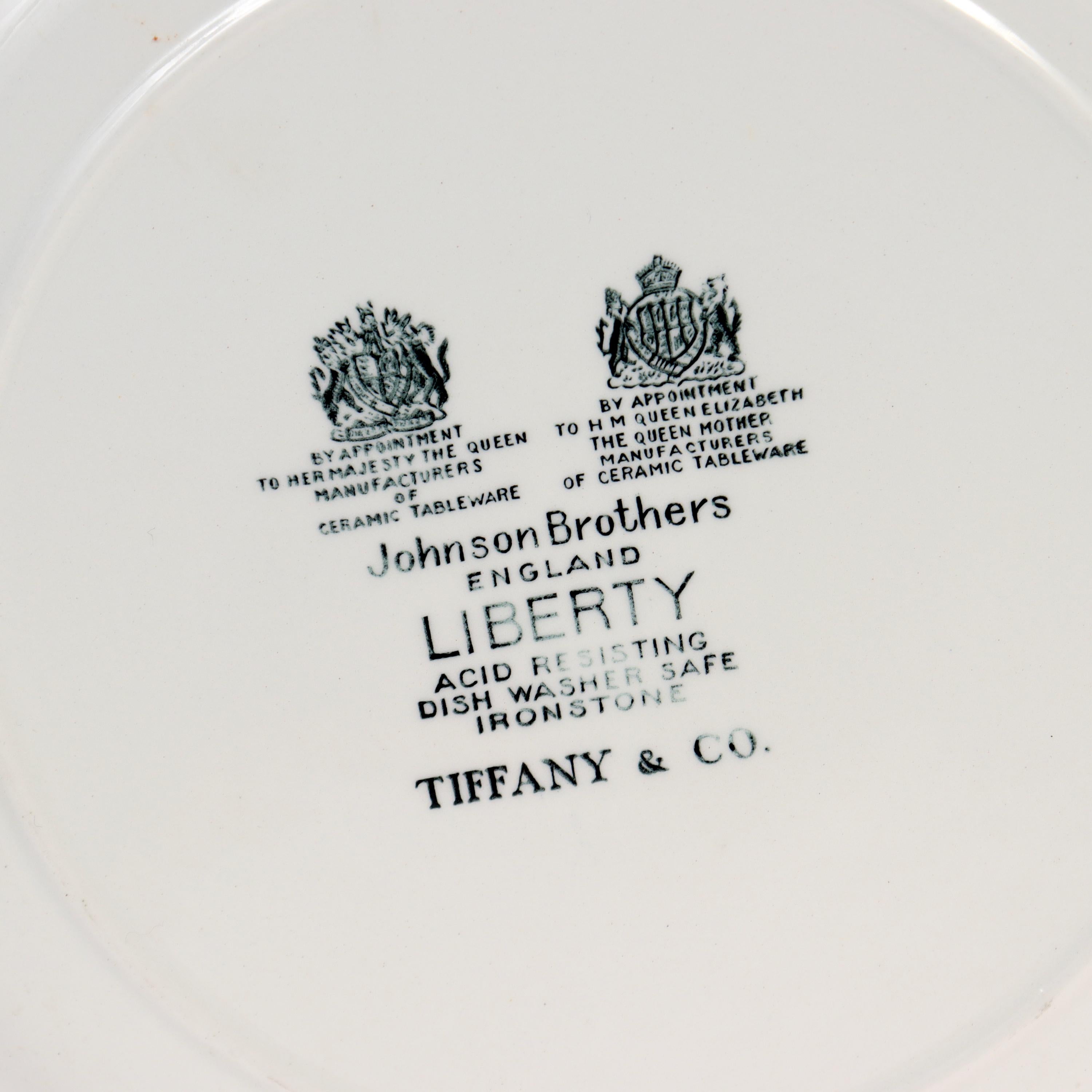 Set of 12 Liberty Blue Johnson Brothers Square Ironstone Plates for Tiffany & Co 6