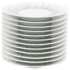 Lote de 12 platos de postre de porcelana dorada de Limoges "Hémisphère" de J.L. Coquet