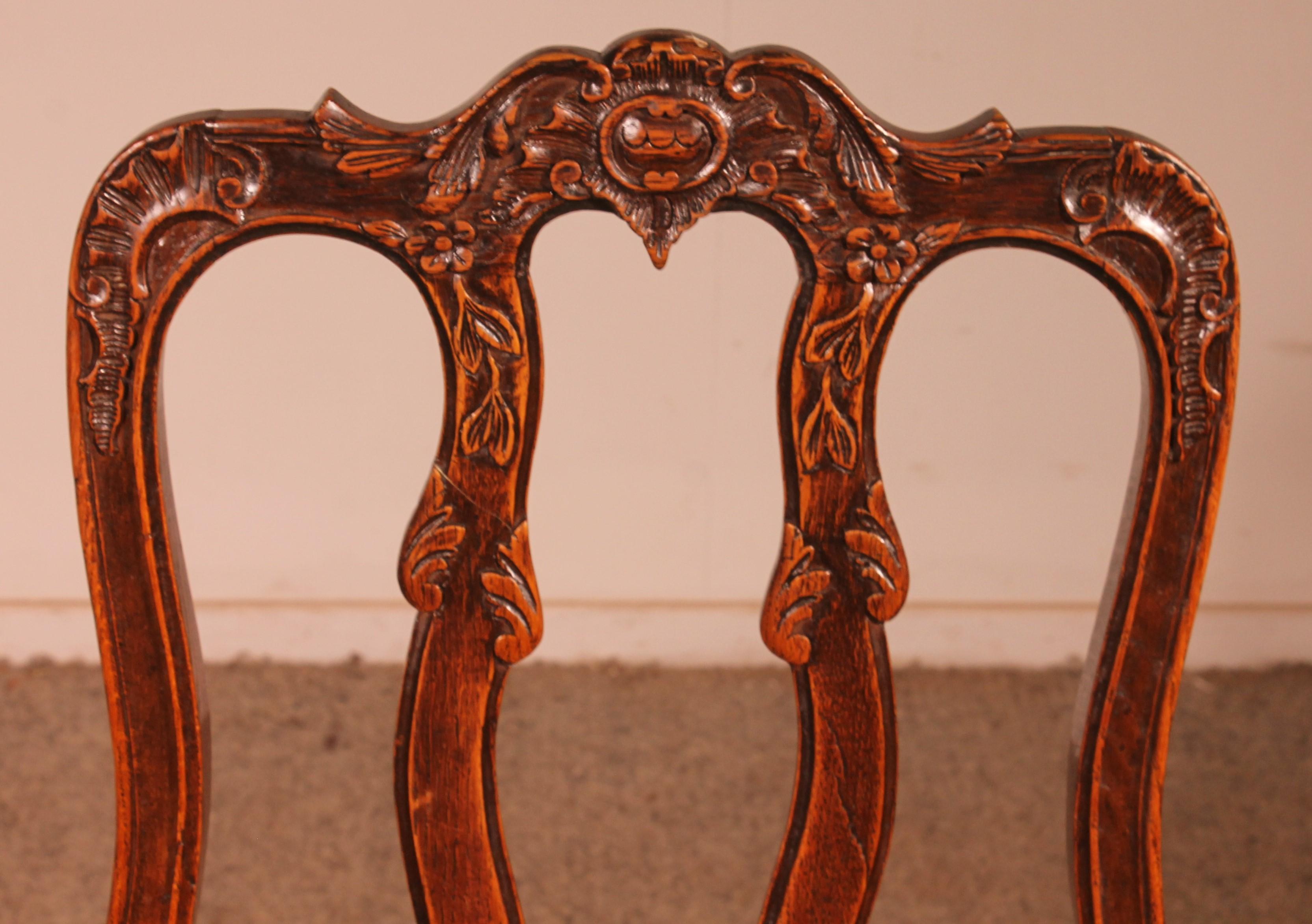 Satz von 12 Stühlen im Louis XIV-Stil aus Eiche im Angebot 4