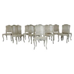 Set of 12 Louis XV Style Cane Chairs, Belgium, 2000s