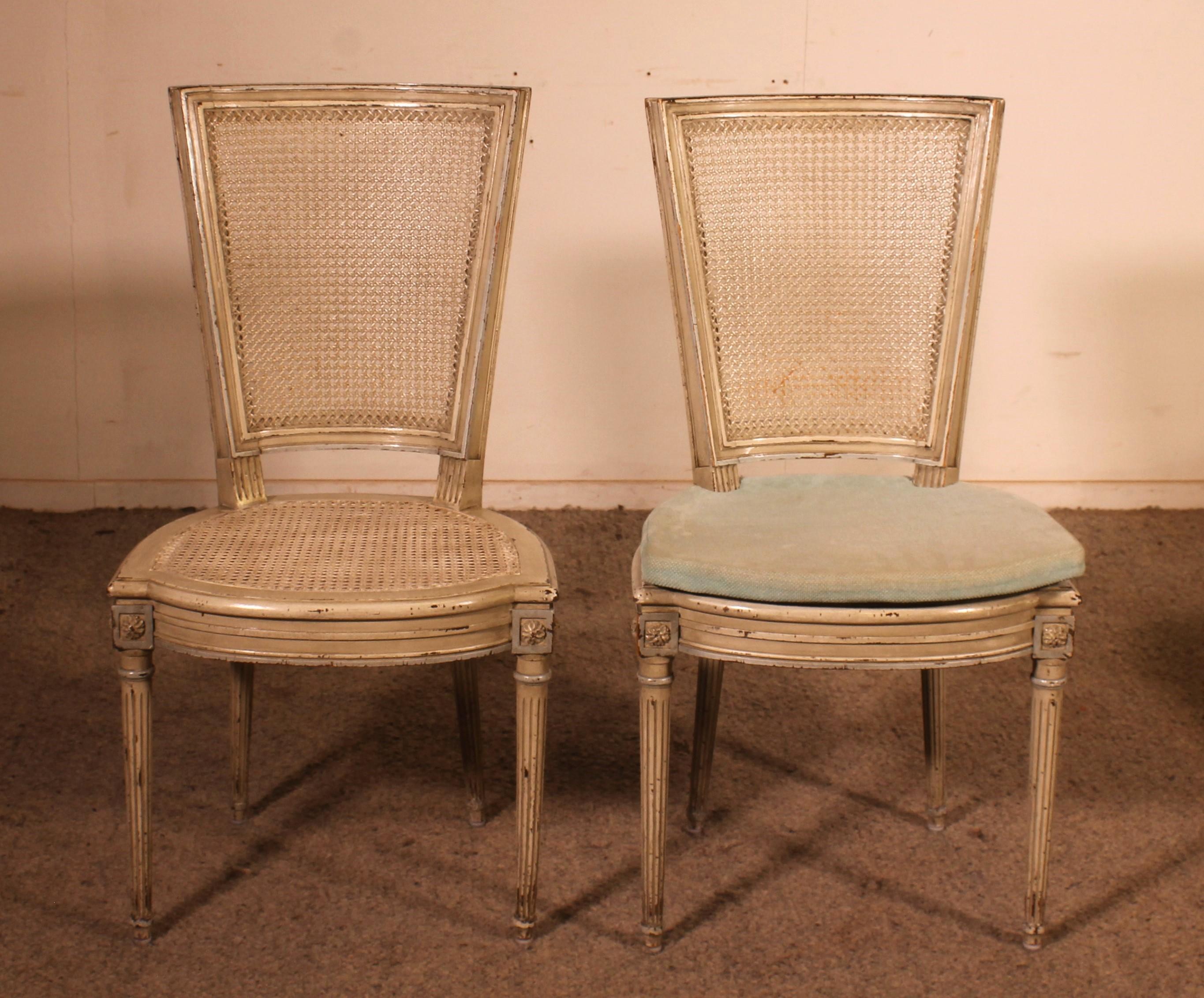 Set Of 12 Louis XVI Style Chairs In Polychrome Wood - 19th Century In Good Condition For Sale In Brussels, Brussels