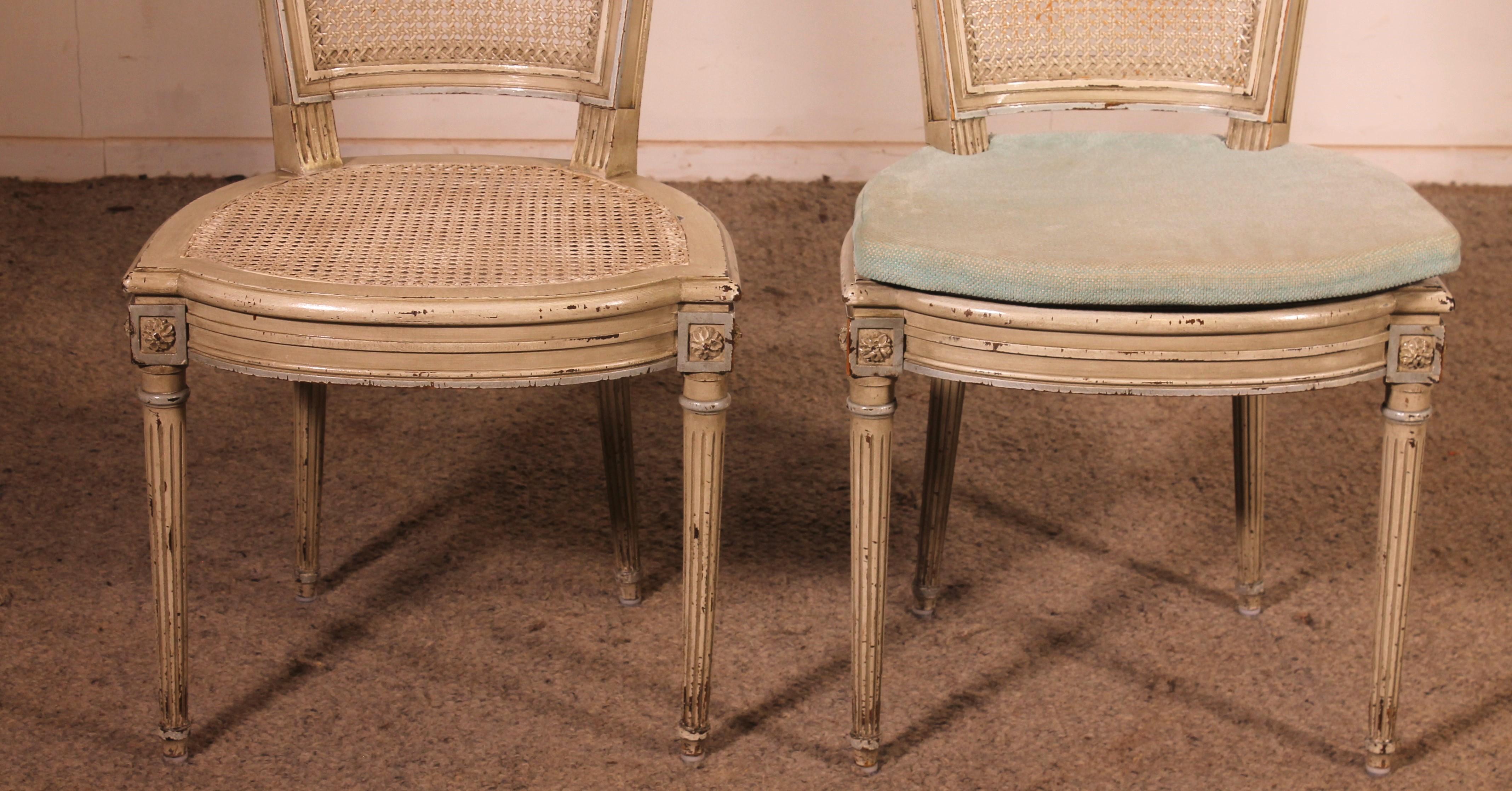 Set Of 12 Louis XVI Style Chairs In Polychrome Wood - 19th Century For Sale 1
