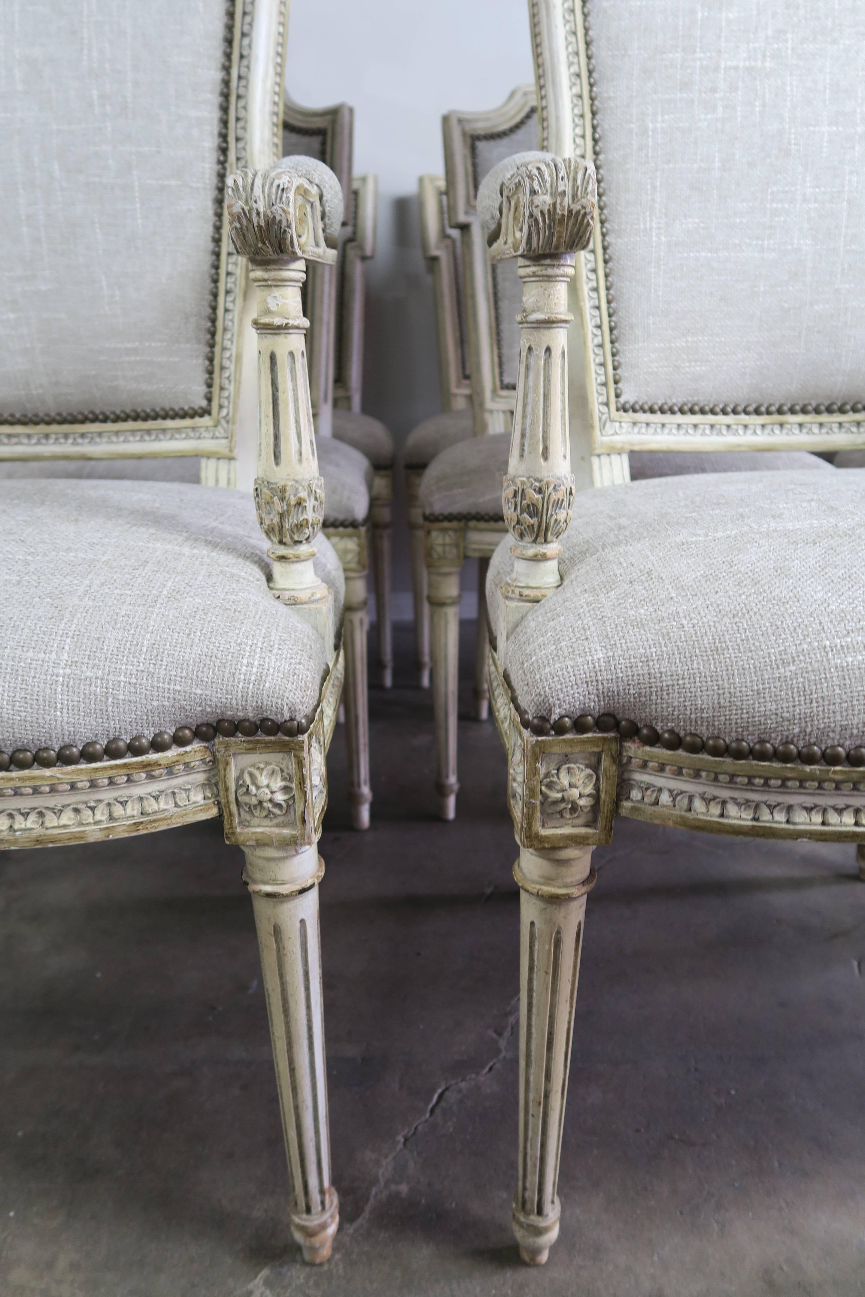 Set of 12 Louis XVI Style Neoclassical Dining Room Chairs 2