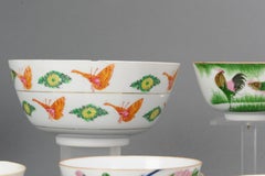 Set of 12 Lovely Chinese Proc Bowls with Roosters & Birds Chinese Porcelain