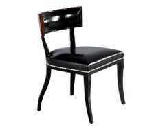 Conjunto de 12 sillas de comedor de Macasar y cuero de Philippe Hurel France