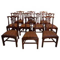 Set of 12 Mahogany Chippendale Style Dining Chairs