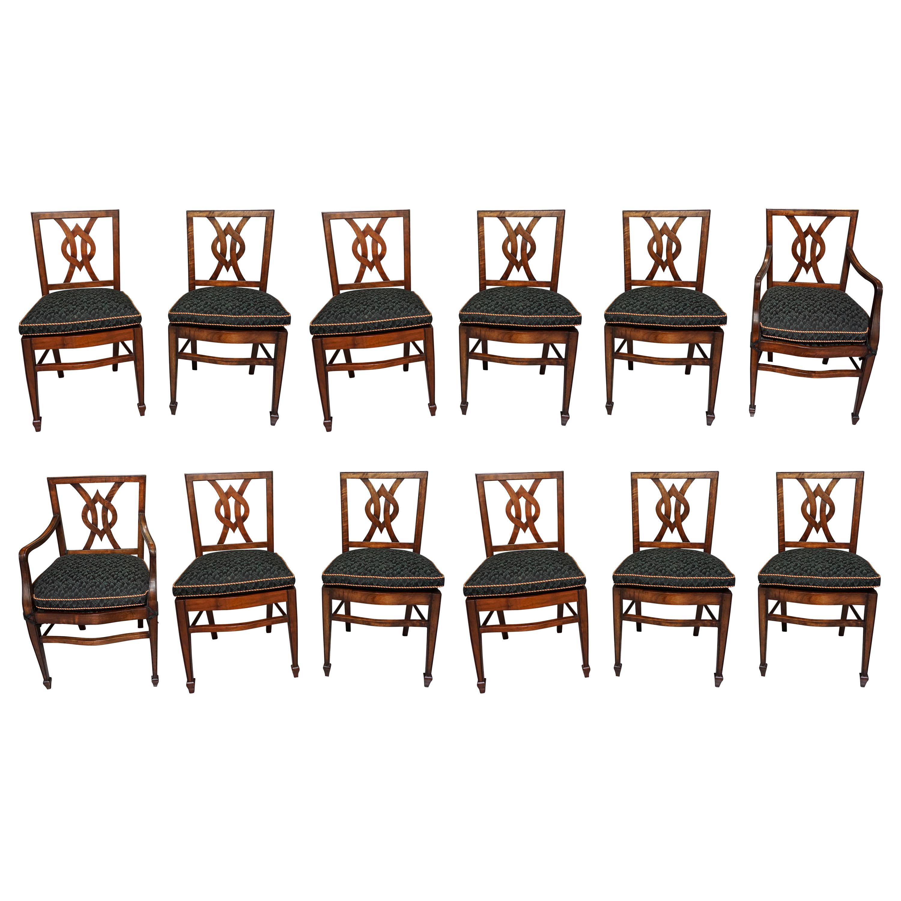 Set of 12 Mahogany Dining Chairs in the Neoclassical Taste