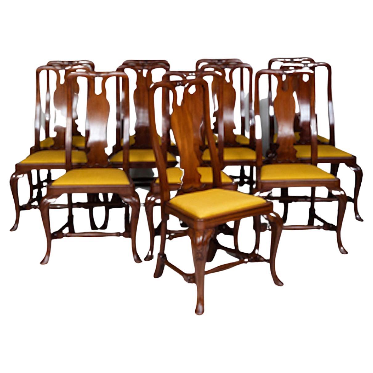 Set of 12 Mahogany "Queen Anne " Style Danish Dining Chairs
