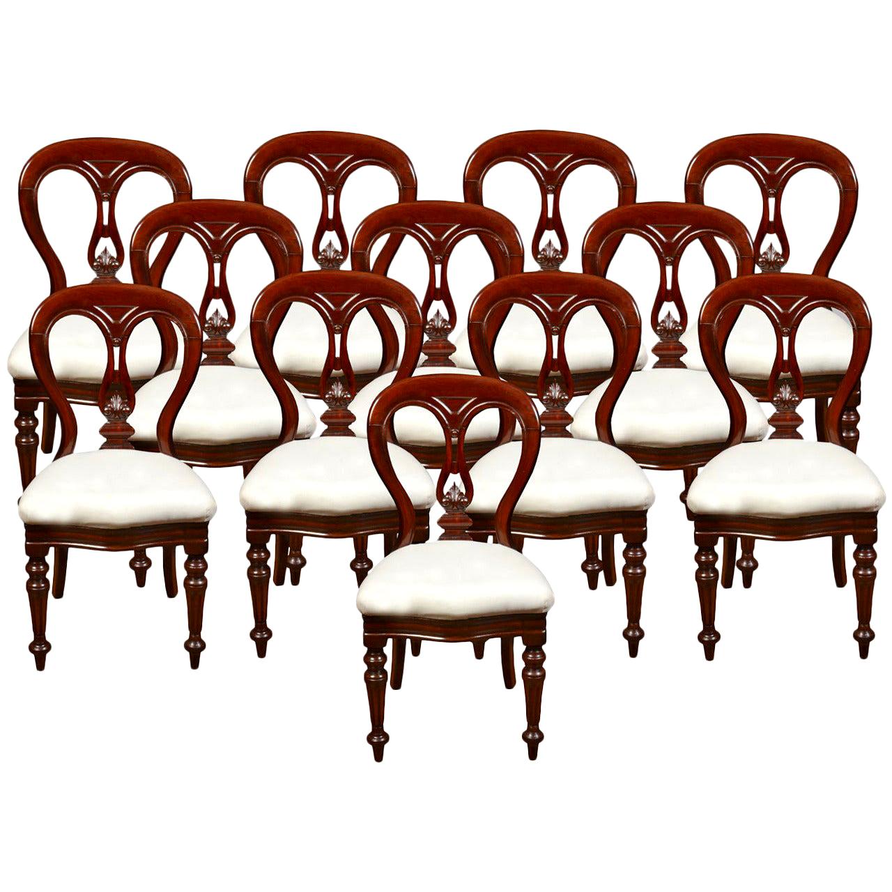 Set of 12 Mahogany Victorian Dining Chairs