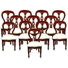 Antique Set of 12 Mahogany Victorian Dining Chairs