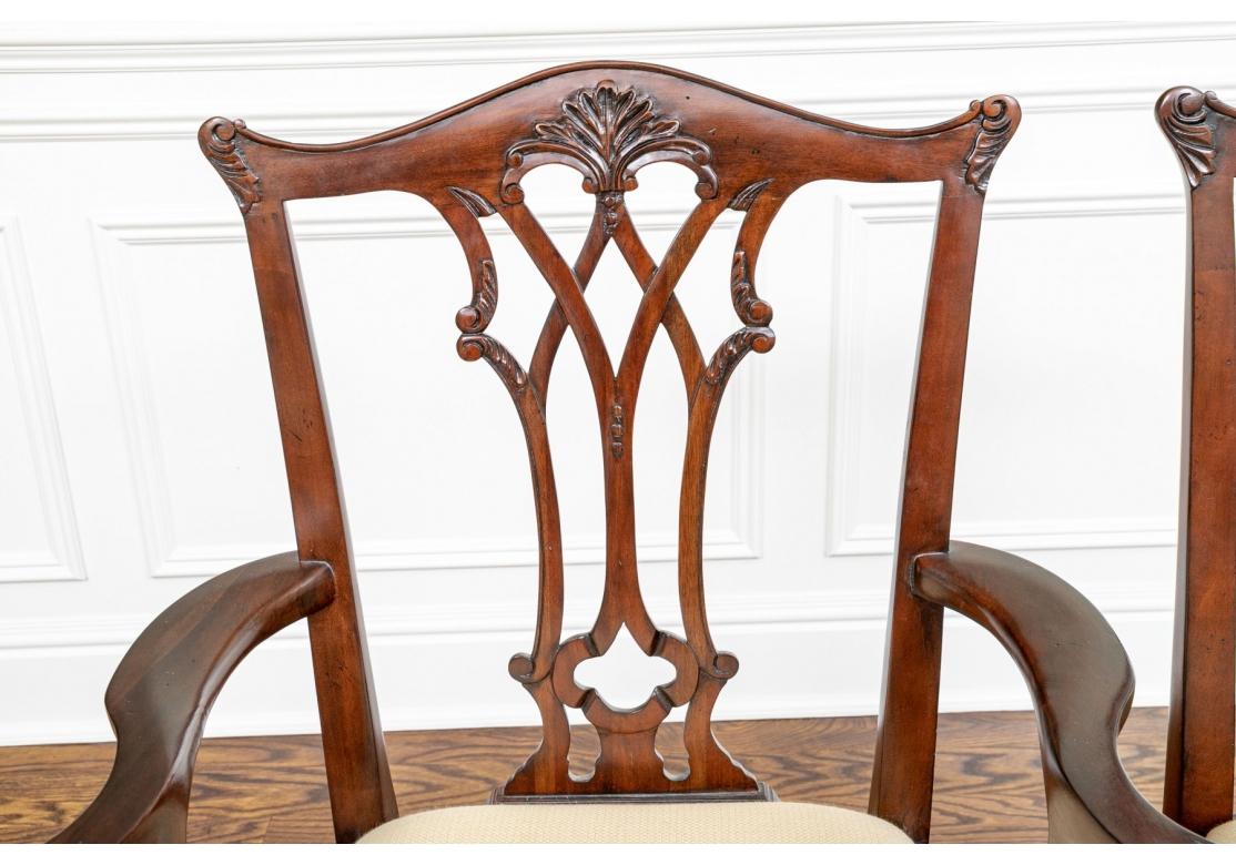 Set of 12 Maitland Smith Mahogany Chippendale Style Dining Chairs For Sale 3