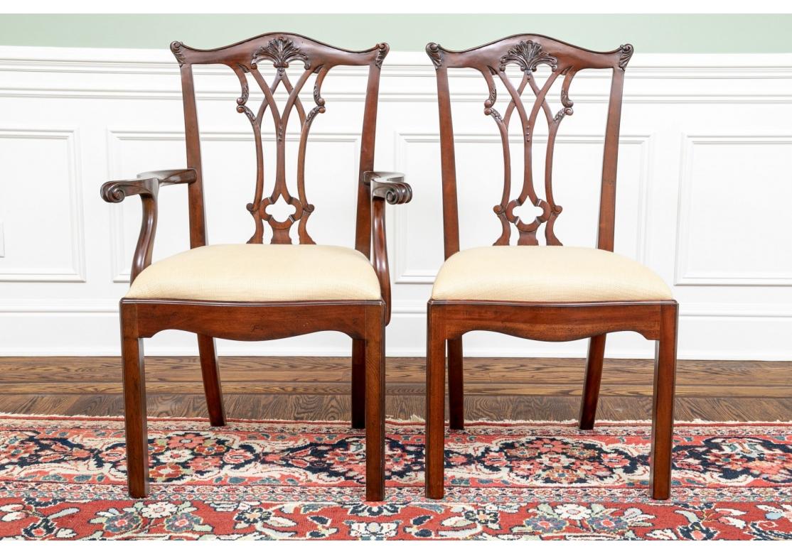 Set of 12 Maitland Smith Mahogany Chippendale Style Dining Chairs For Sale 4