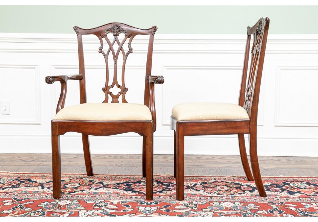 Set of 12 Maitland Smith Mahogany Chippendale Style Dining Chairs For Sale 5