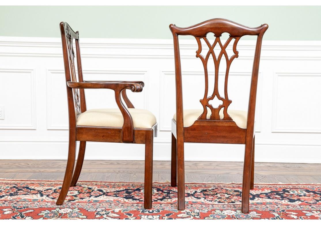 Set of 12 Maitland Smith Mahogany Chippendale Style Dining Chairs For Sale 6
