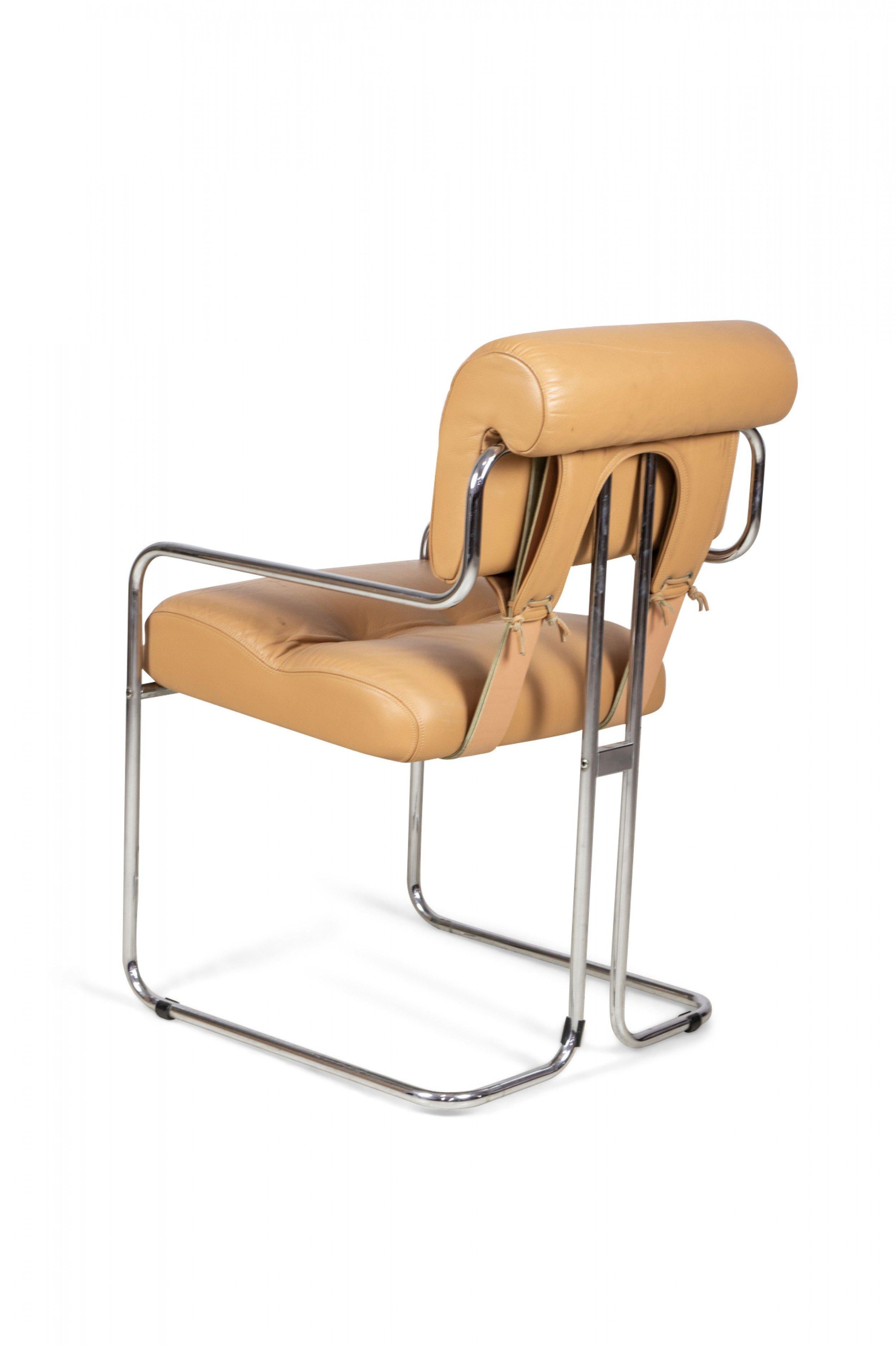 Set of 12 Mariani Italian Mid-Century Chrome Tubed and Leather Upholstered In Good Condition In Queens, NY