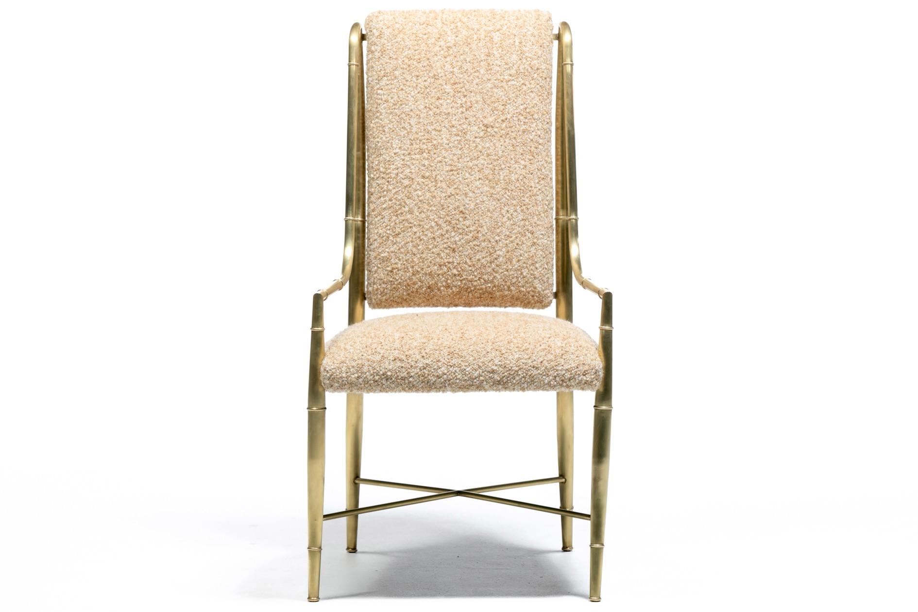 Set of 12 Mastercraft Brass Imperial Dining Chairs in New Ivory and ...