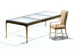 Set of 12 Mastercraft Brass Imperial Dining Chairs in New Ivory & Camel Bouclé