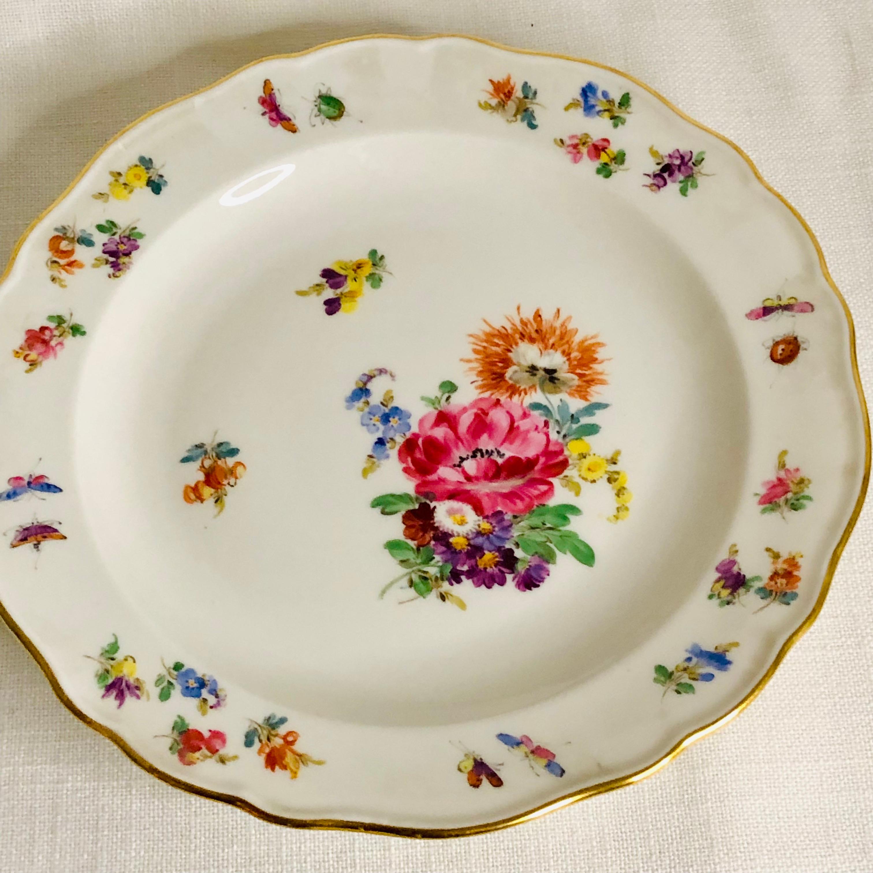 Set of 12 Meissen Luncheon Plates Each Painted with a Different Flower Bouquet For Sale 2