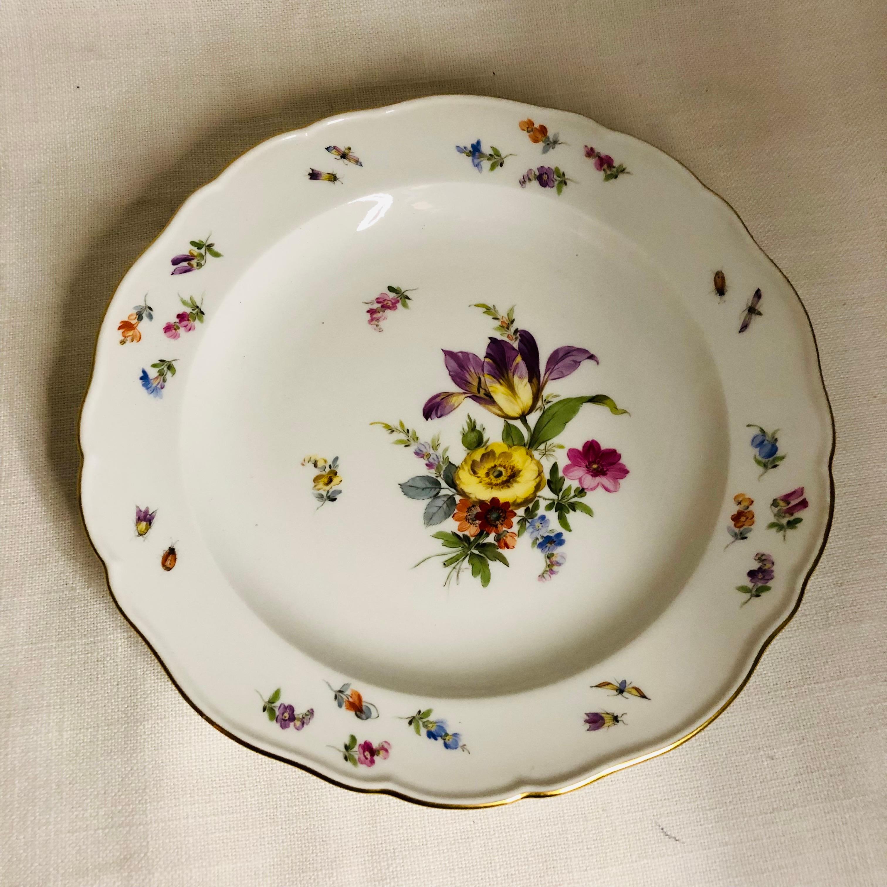 Set of 12 Meissen Luncheon Plates Each Painted with a Different Flower Bouquet For Sale 3