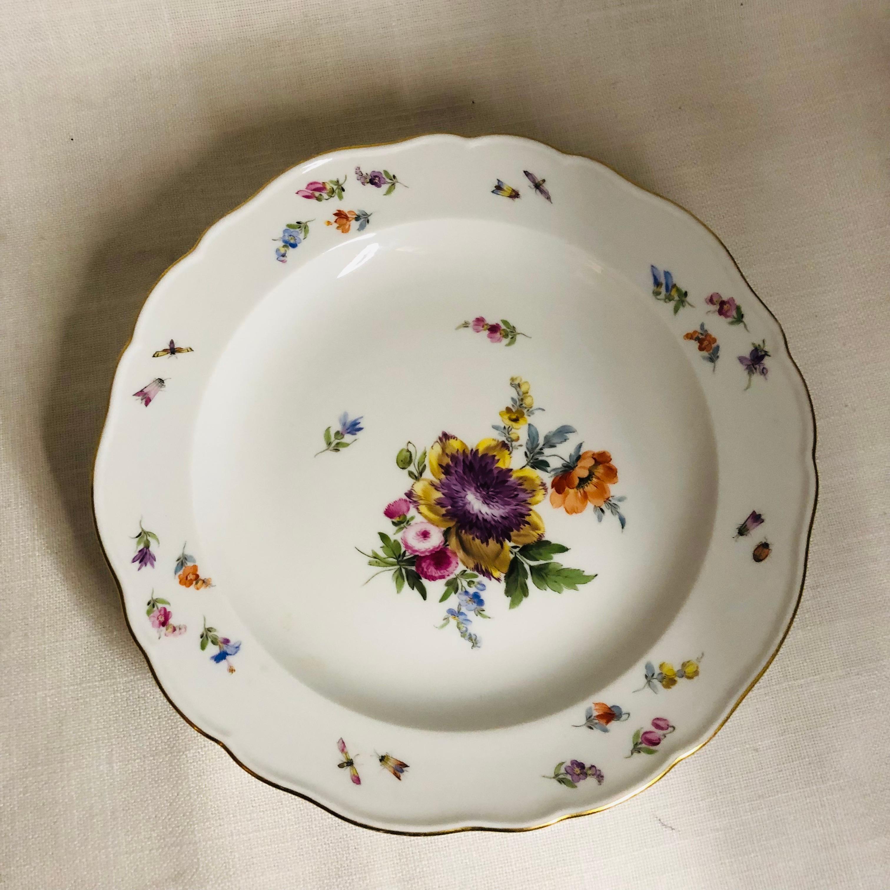 Set of 12 Meissen Luncheon Plates Each Painted with a Different Flower Bouquet For Sale 4