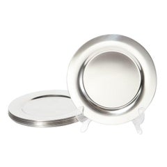 Set of 12 Mid Century Brushed Steel Chargers by Peter Holmblad for Stelton