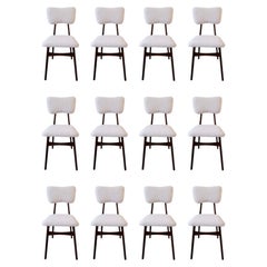 Set of 12 Mid-Century Cream Boucle Butterfly Chairs, Europe, 1960s