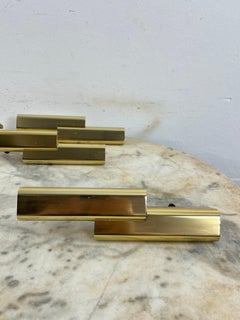 Set of 12 Mid-Century Golden Metal Furniture Handles Made in Italy, 1960s