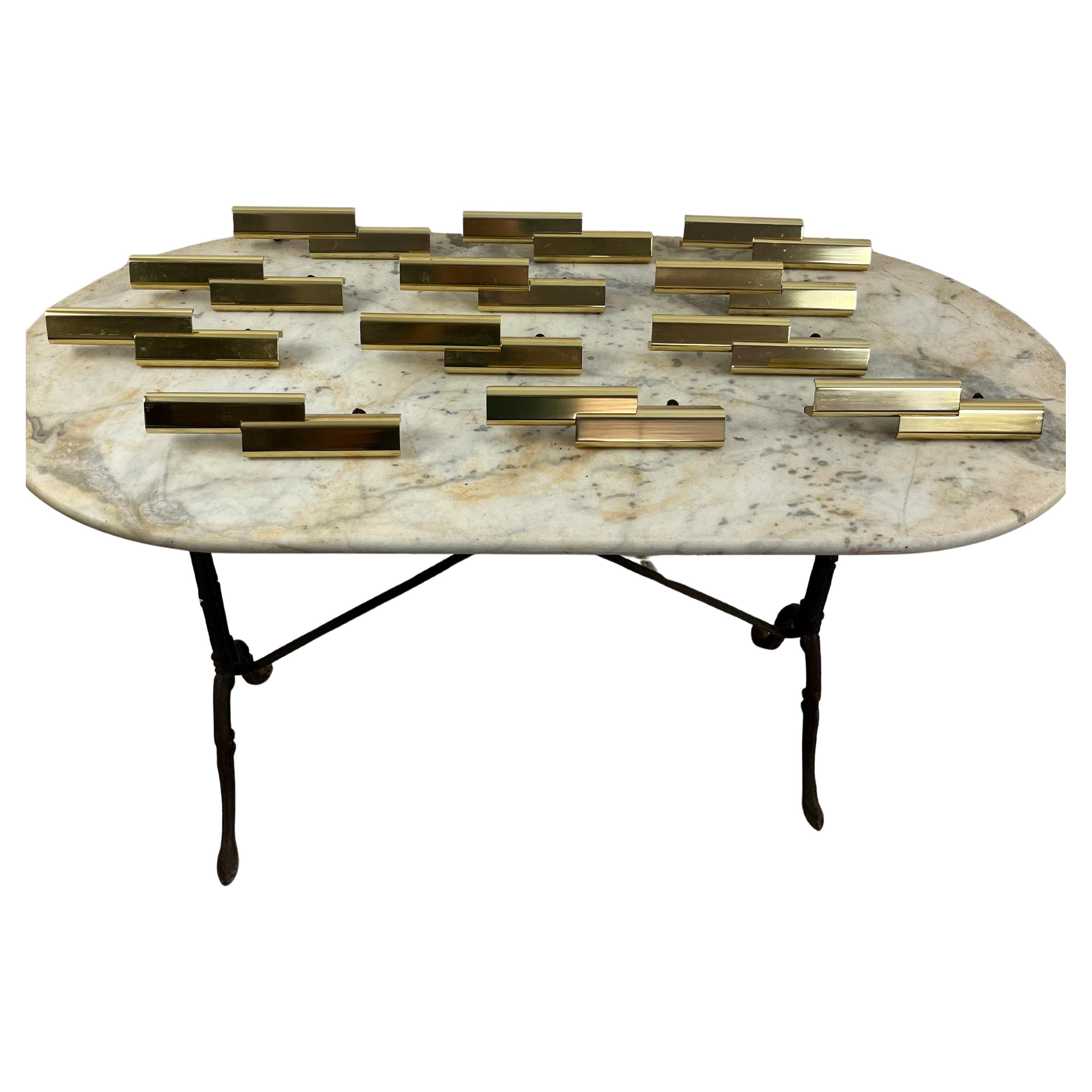 Juego de 12 Tiradores de Muebles de Metal Dorado de Mediados de Siglo Fabricados en Italia, Años 60 en venta