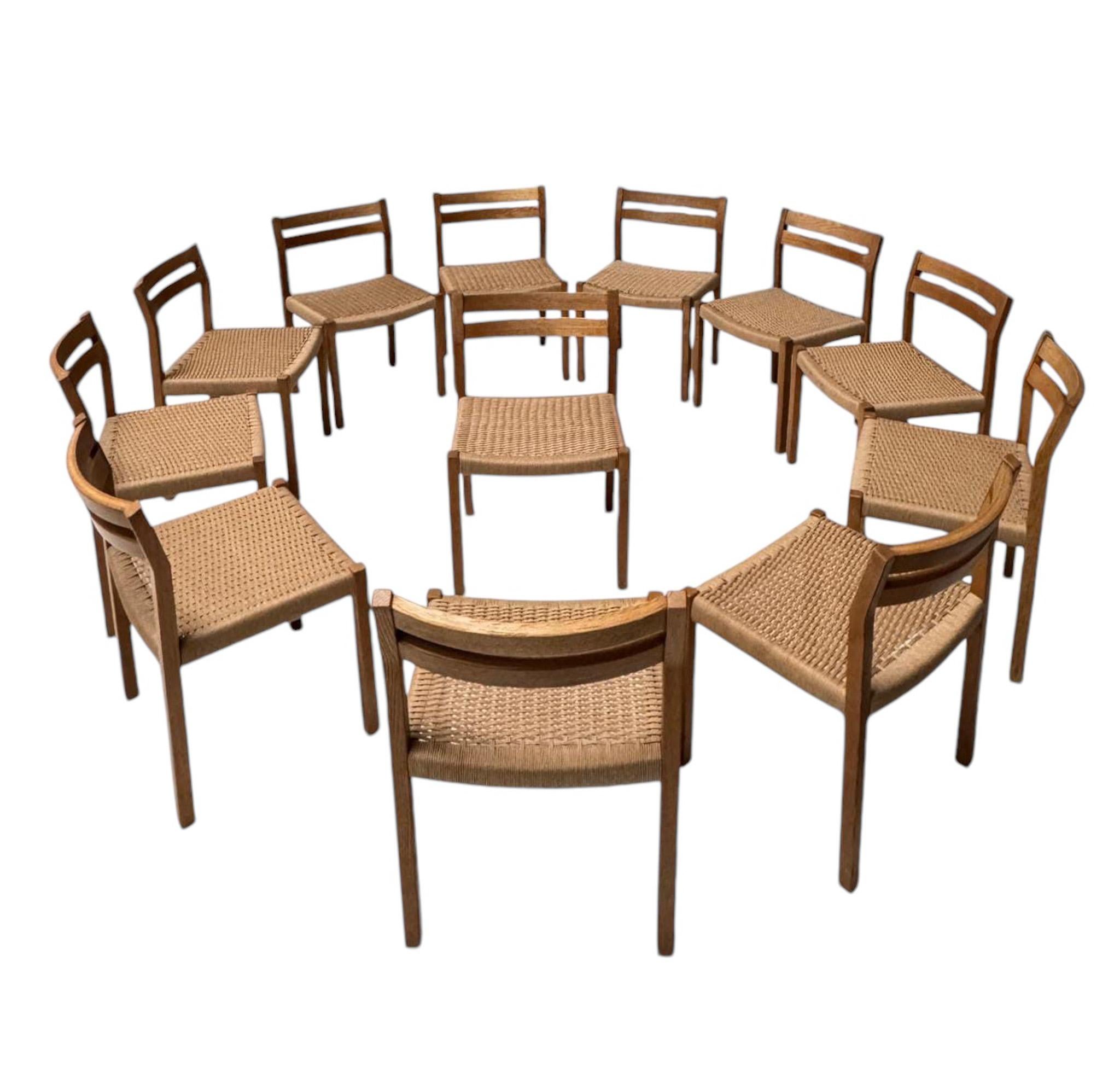 Danish Set of 12 Mid-Century Modern 401 Dining Room Chairs by Niels Otto Møller, 1970s For Sale