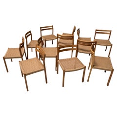 Set of 12 Mid-Century Modern 401 Dining Room Chairs by Niels Otto Møller, 1970s