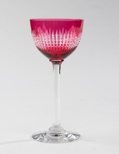 Set of 12 Mid-Century Modern Crystal Wine Glasses - Val Saint Lambert