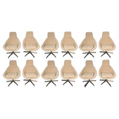 Ensemble de 12 chaises de bureau / pivotantes / de salle à manger The Modernity, Bouclé blanc