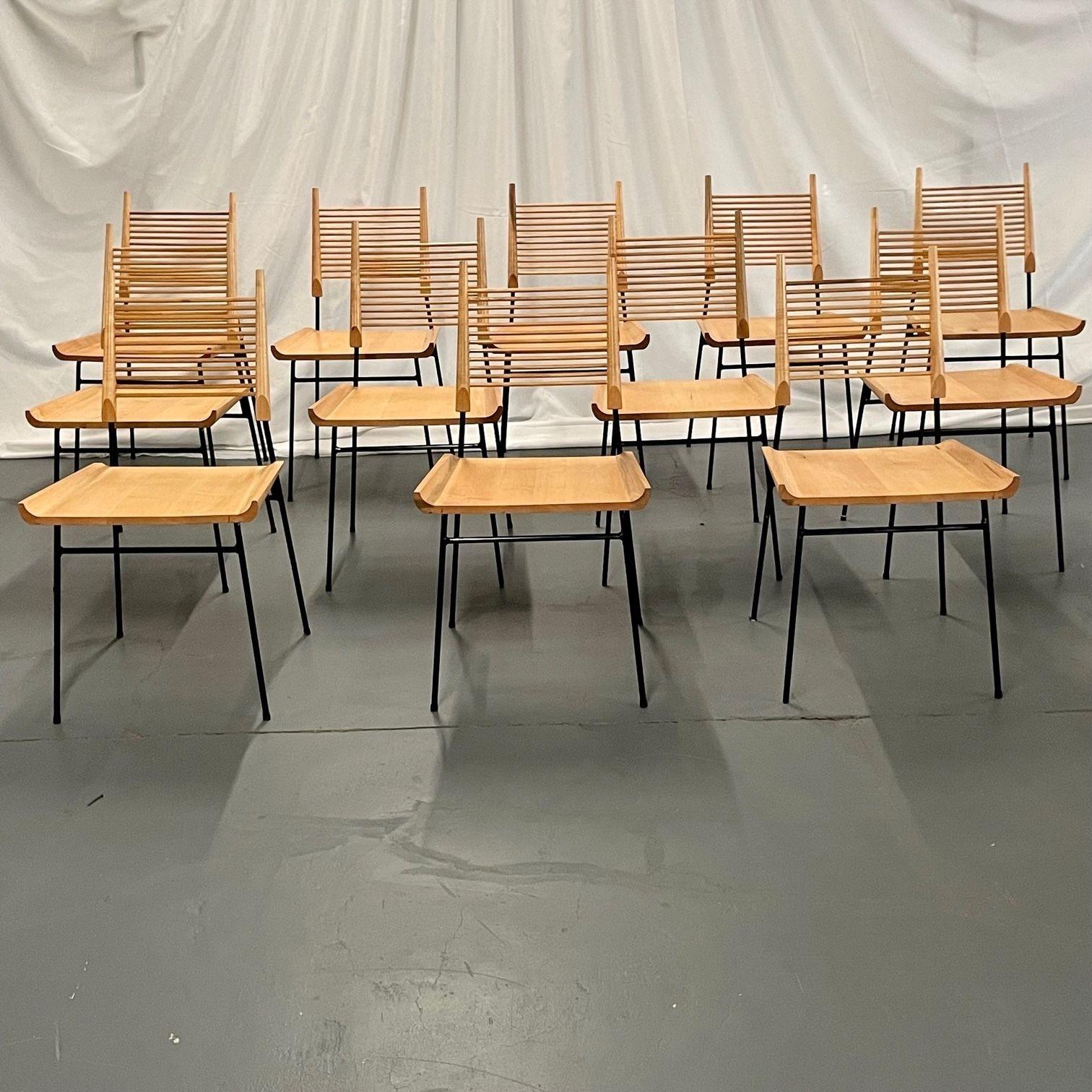 Set of twelve (12) Mid-Century Modern Paul McCobb side / dining chairs, 'shovel' chairs.
 
Large set of twelve unique mid-century dining or side chairs. Paul McCobb originally designed the 