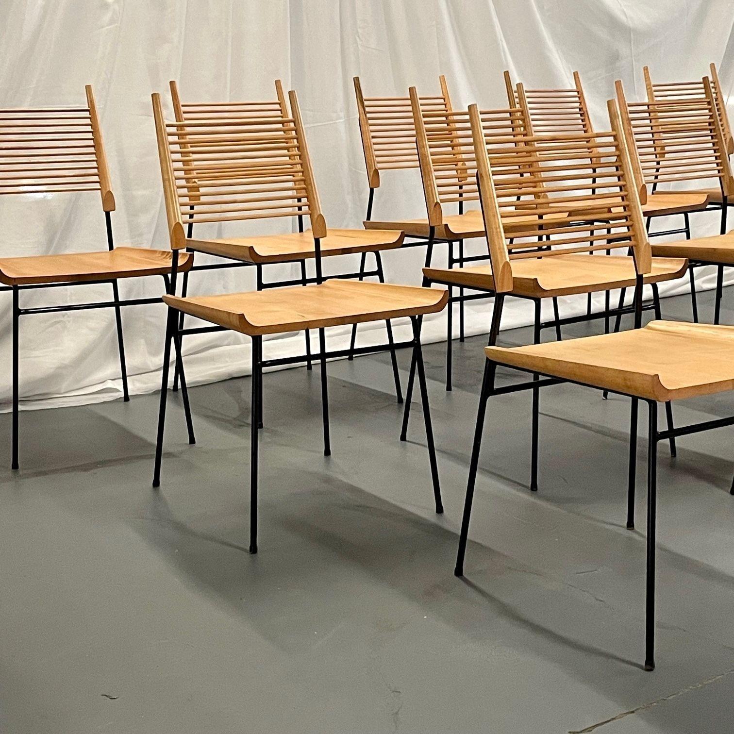 American Set of 12 Mid-Century Modern Paul McCobb Side / Dining Chairs, 'Shovel' Chairs For Sale