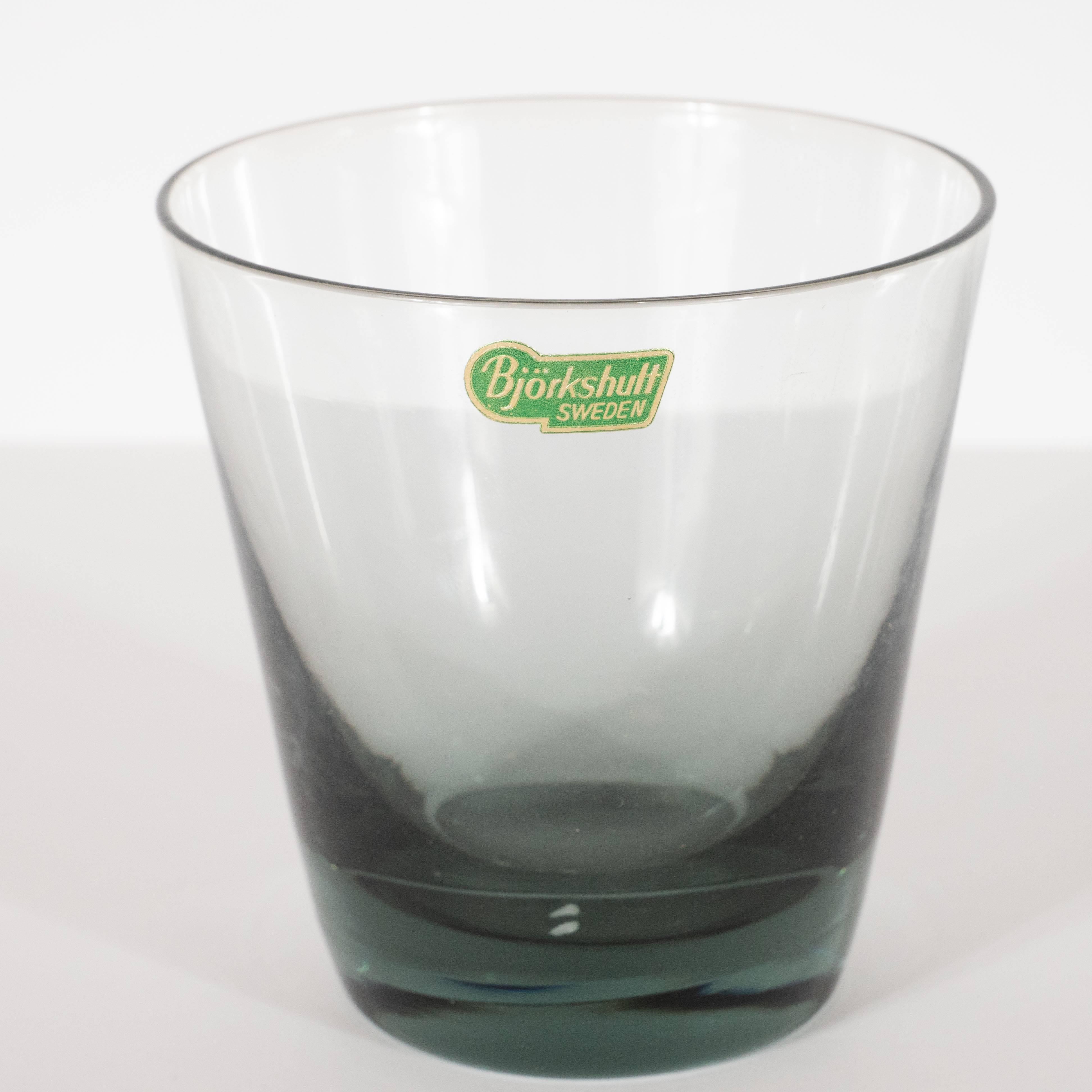 Set of 12 Mid-Century Modern Swedish Smoked Gray Low Ball Glasses by  Björkshult at 1stDibs