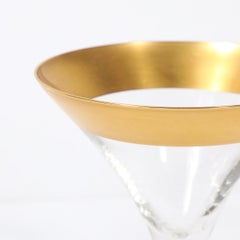 Set of 12 Mid-Century Modernist Gilt Rimmed Martini Glasses by Dorothy Thorpe