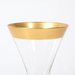 Set di 12 bicchieri da acqua in stile modernista della metà del secolo con bordo dorato, firmati Dorothy Thorpe