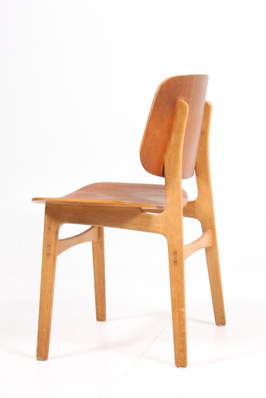 Mid-20th Century Set of 12 Midcentury Side Chairs in Teak and Oak by Børge Mogensen