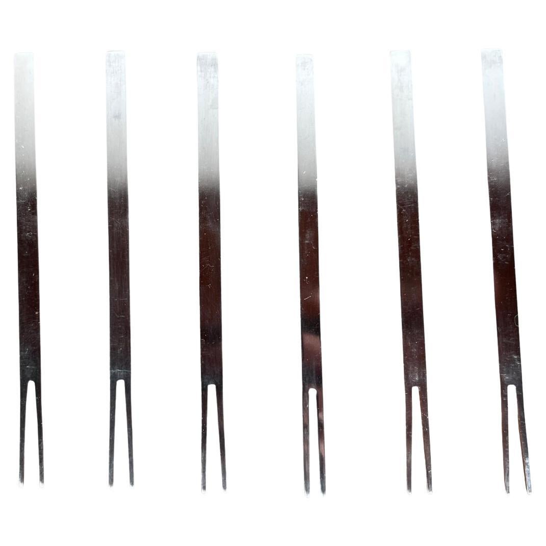 Set of 12 Mid-Century Stainless Steel Cocktail Forks by Peter Raacke, 1950s