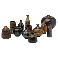 Set of 12 Mid Century Stoneware / Ceramic Vases by Wallåkra Produced in 1940s 