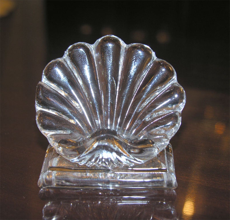 Mid-Century Modern Set of 12 Mid Century Translucent Crystal  Place Card Holders Signed by Baccarat