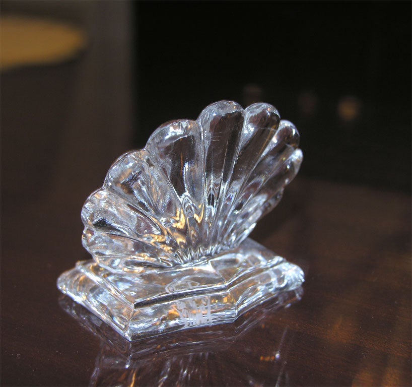 French Set of 12 Mid Century Translucent Crystal  Place Card Holders Signed by Baccarat