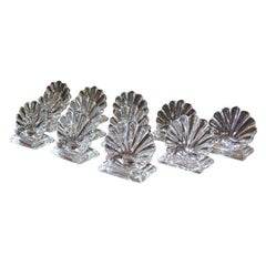 Set of 12 Mid Century Translucent Crystal  Place Card Holders Signed by Baccarat