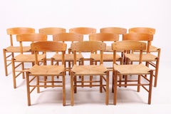 Set di 12 sedie da salotto del Medioevo in Oak e Corde di Carta di Børge Mogensen