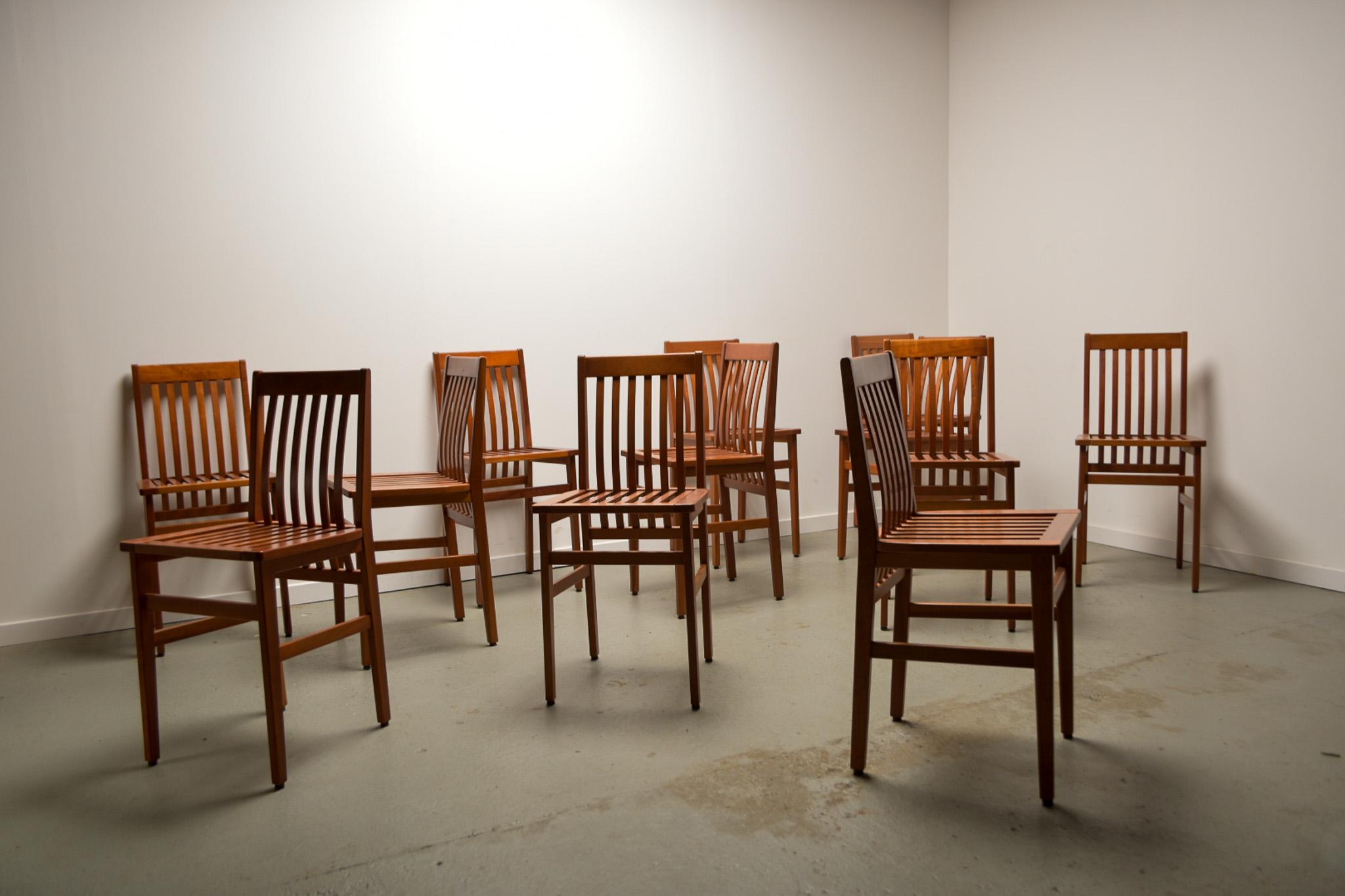 Cherry Set of  12 Milano Chairs designed by Aldo Rossi for Molteni & Co.