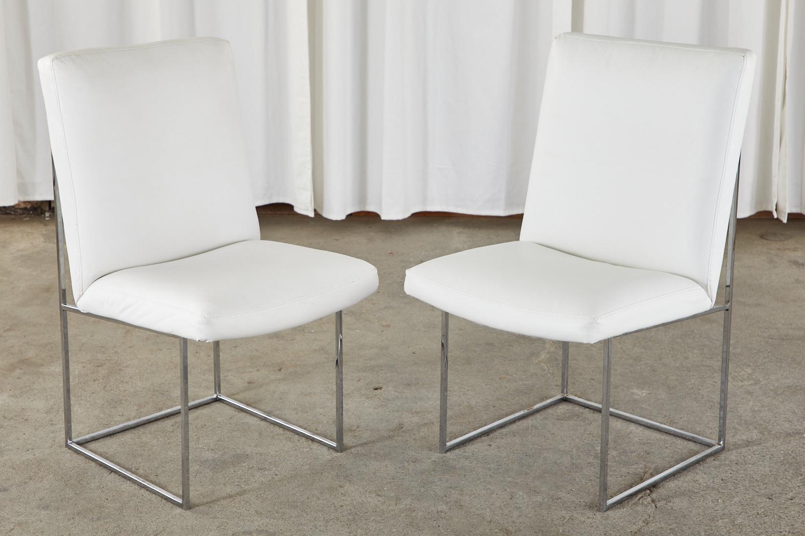 Mid-Century Modern Set of 12 Milo Baughman 1187 Thin Line Chrome Dining Chairs For Sale