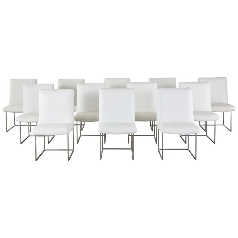 Set of 12 Milo Baughman 1187 Thin Line Chrome Dining Chairs For Sale at  1stDibs